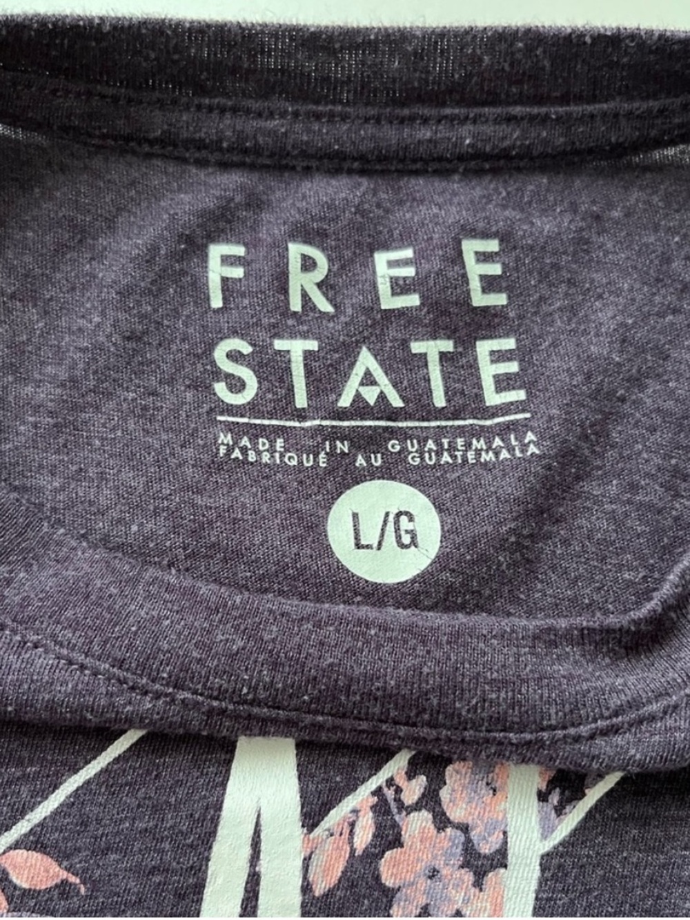 Free State Purple Graphic Tee Floral Logo Soft Fabric Juniors L - Picture 5 of 16